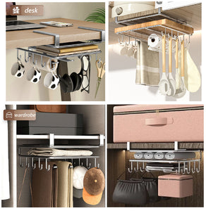Home: Multifunctional Stainless Steel Cabinet Hanging Organizer 2Pcs Combo
