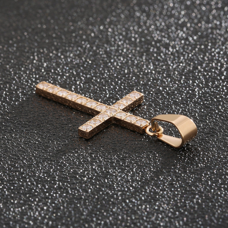 Jewellery: Christian Rhinestone Cross Stainless Steel Pendant Necklace