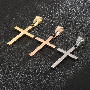 Jewellery: Christian Rhinestone Cross Stainless Steel Pendant Necklace