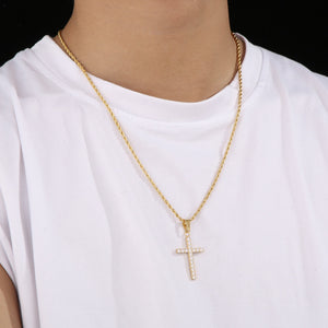 Jewellery: Christian Rhinestone Cross Stainless Steel Pendant Necklace