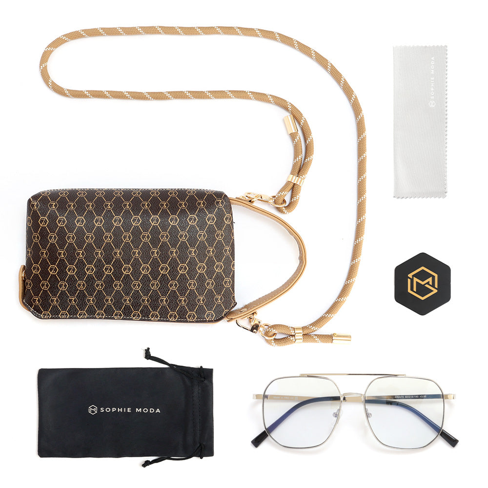 Photochromic Blue Light Blocking Sunglasses & Bag Bundle:  Metro Luxe