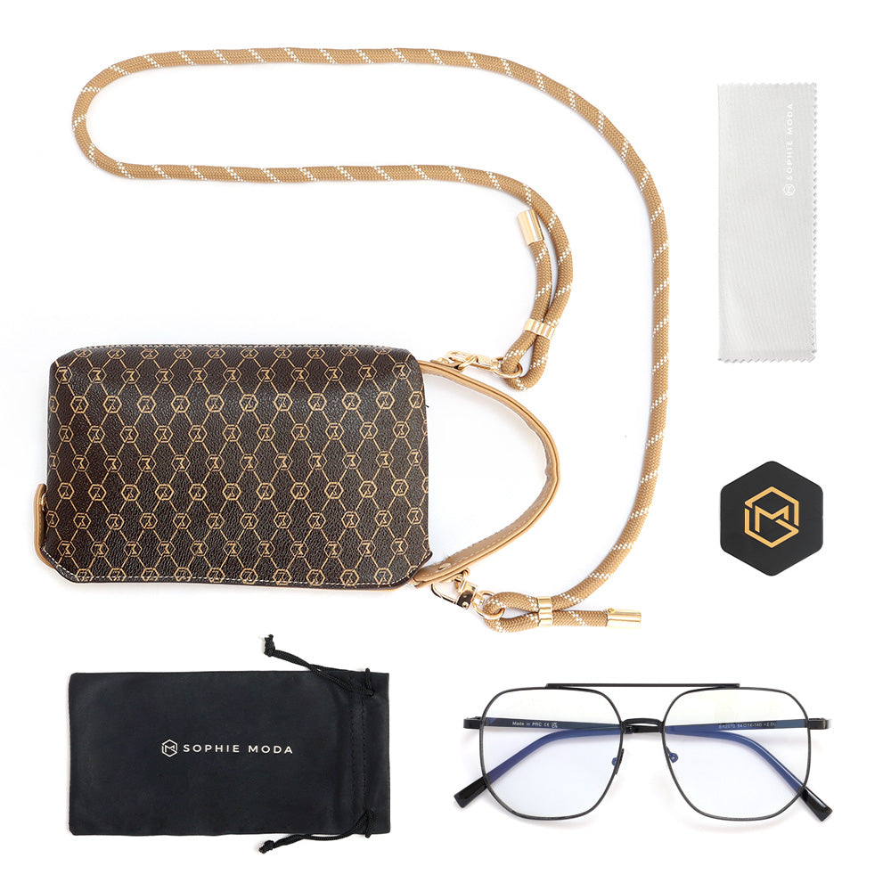 Photochromic Blue Light Blocking Sunglasses & Bag Bundle:  Metro Luxe