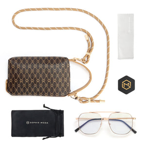 Photochromic Blue Light Blocking Sunglasses & Bag Bundle:  Metro Luxe