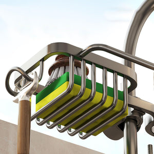 Home: Double Faucet Rack Holder, Sink Caddy Organizer Kitchen & Bathroom