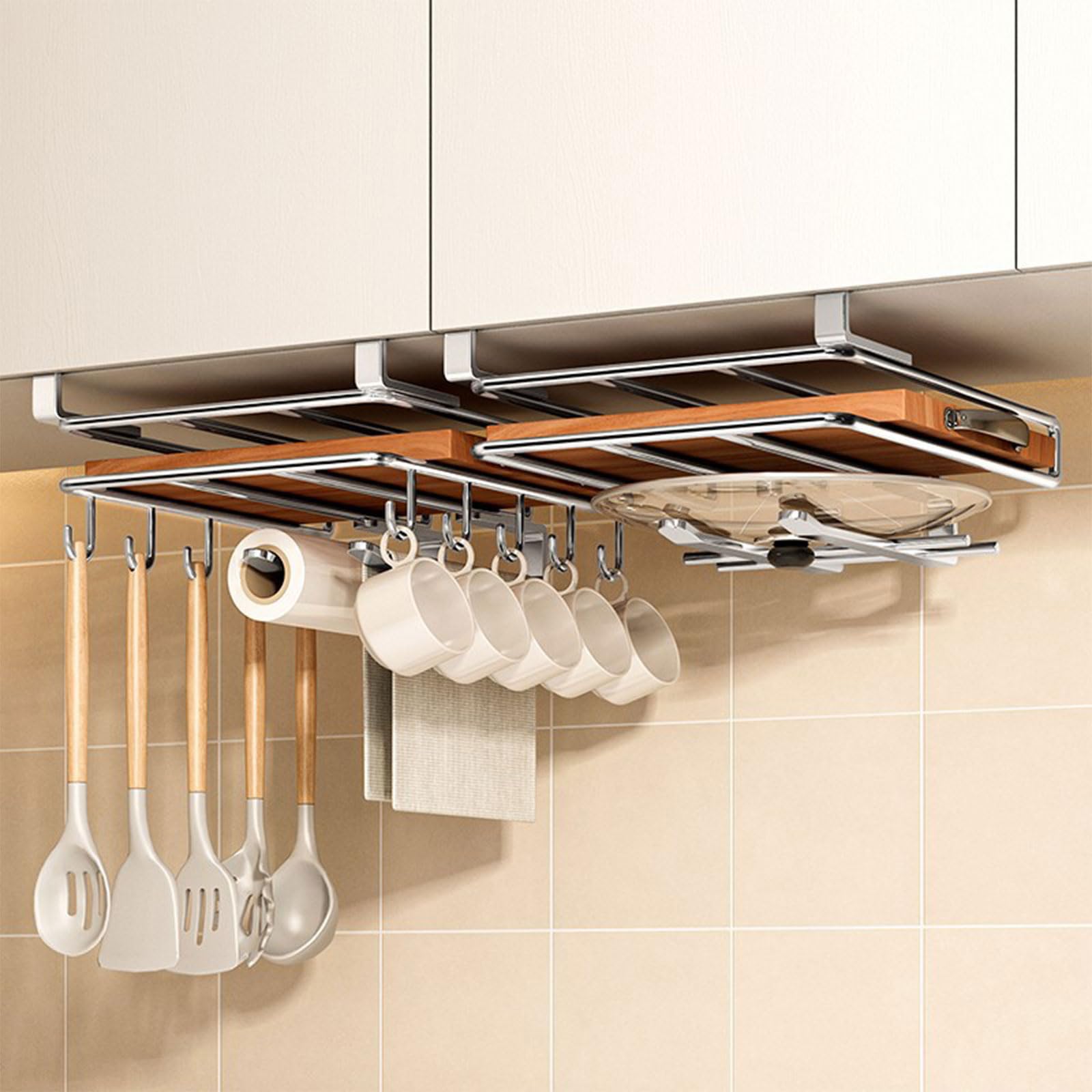 Home: Multifunctional Stainless Steel Cabinet Hanging Organizer ...