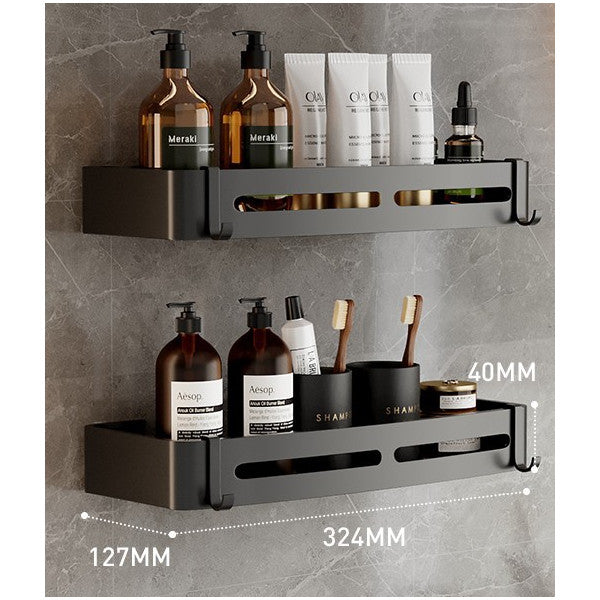 Home: Adhesive Square Shelf, Storage Rack, Caddy for Bathroom Kitchen 2 Pcs