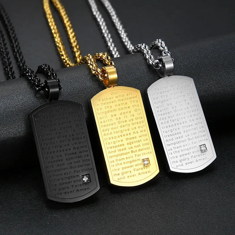 Jewellery: Christian Lord's Prayer Stainless Steel Pendant Necklace