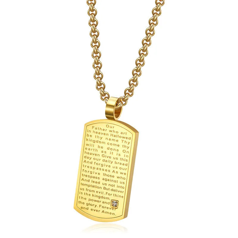 Jewellery: Christian Lord's Prayer Stainless Steel Pendant Necklace