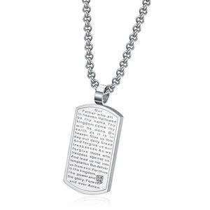 Jewellery: Christian Lord's Prayer Stainless Steel Pendant Necklace
