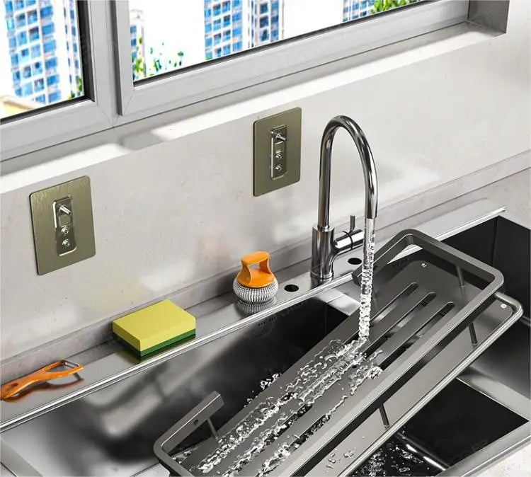 Home: Sink Organizer, Holder, Caddy with Drying Drain for Kitchen & Bathroom