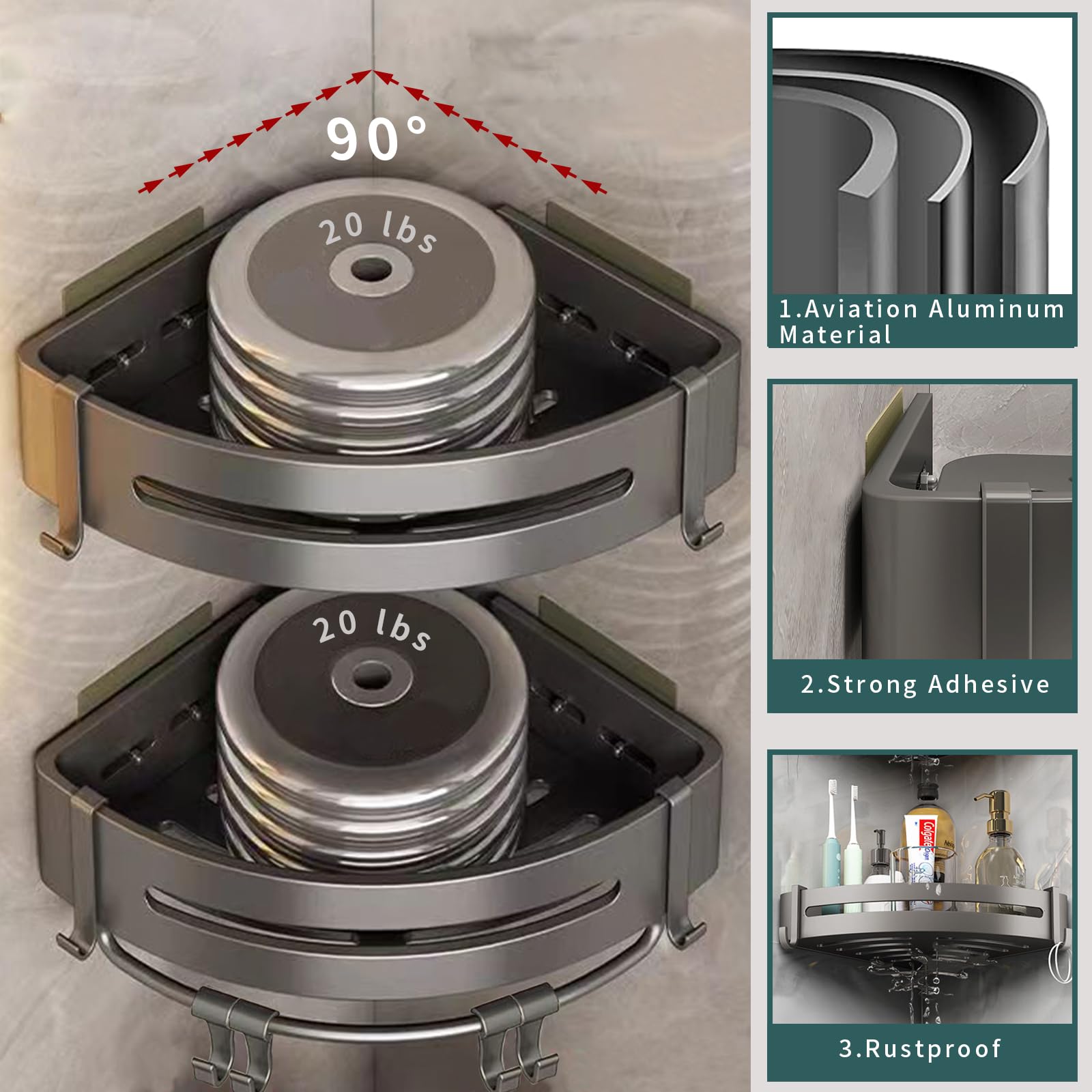 Home: Bathroom Corner Shelf Shower Caddy 2 PCs