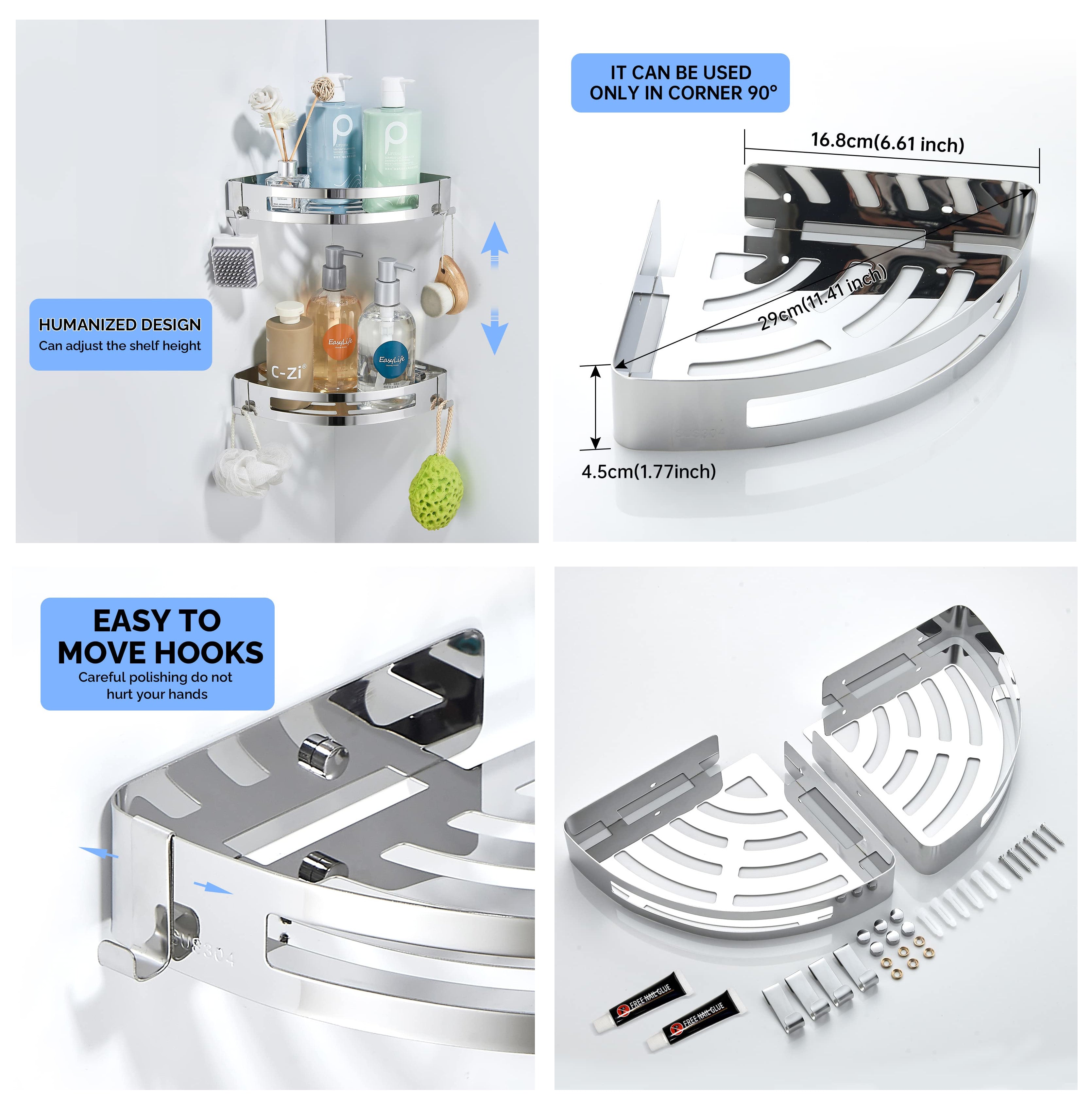 Home: Bathroom Corner Shelf Shower Caddy 2 PCs
