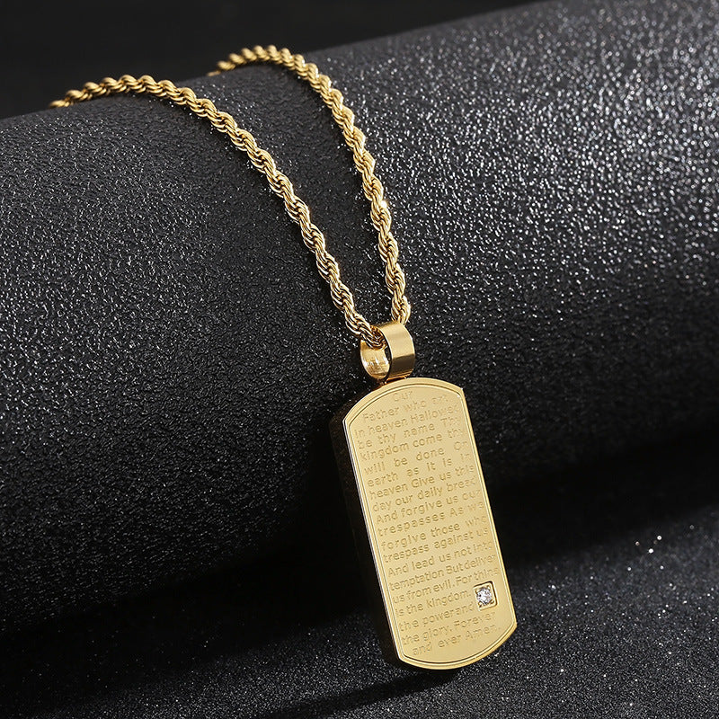 Jewellery: Christian Lord's Prayer Stainless Steel Pendant Necklace
