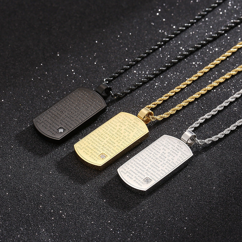 Jewellery: Christian Lord's Prayer Stainless Steel Pendant Necklace