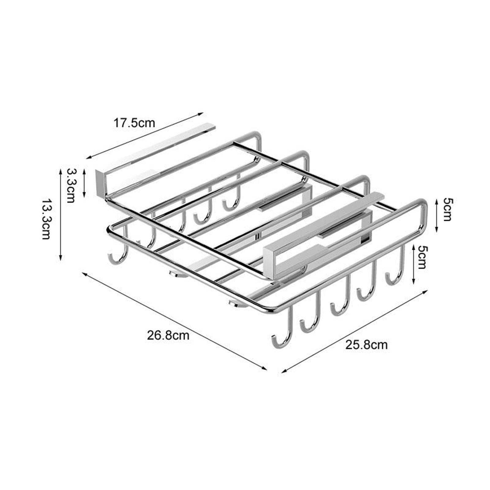 Home: Multifunctional Stainless Steel Cabinet Hanging Organizer (With Hooks)