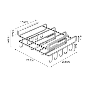 Home: Multifunctional Stainless Steel Cabinet Hanging Organizer (With Hooks)