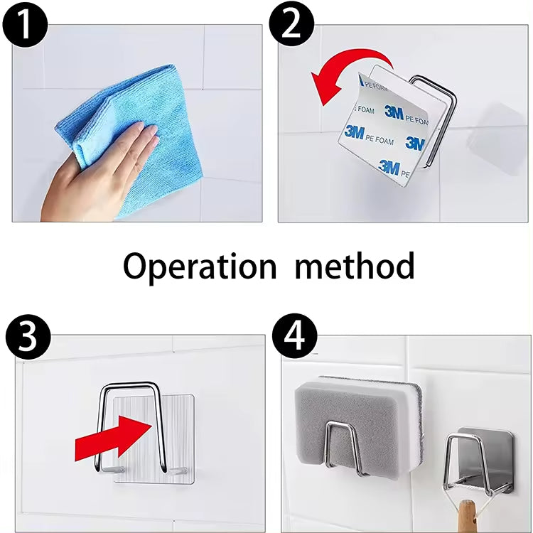 Home: Adhesive Universal Stainless Steel Rack Holder 4 Pcs