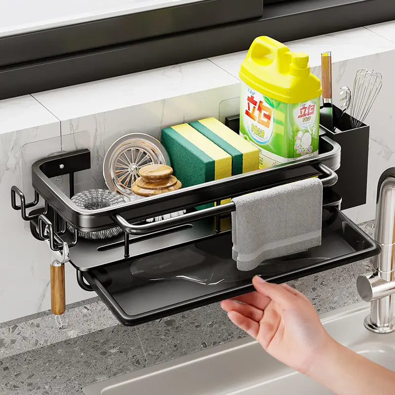 Home: Sink Organizer, Holder, Caddy with Drying Drain for Kitchen & Bathroom