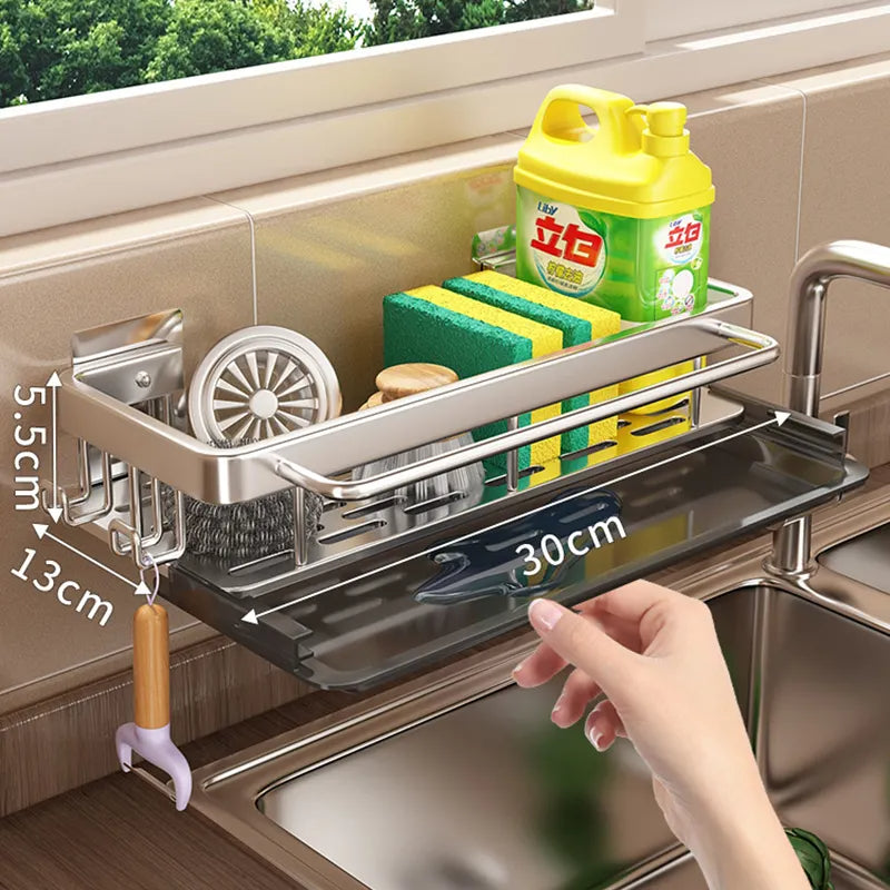 Home: Sink Organizer, Holder, Caddy with Drying Drain for Kitchen & Bathroom
