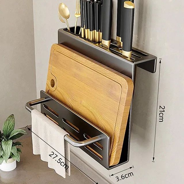 Home: Kitchen Storage Utensils Tool Rack (Screwless Wall-Mounted)