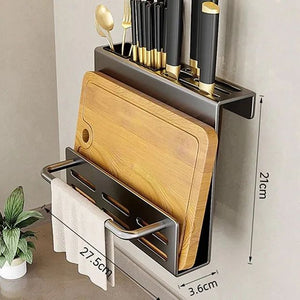 Home: Kitchen Storage Utensils Tool Rack (Screwless Wall-Mounted)
