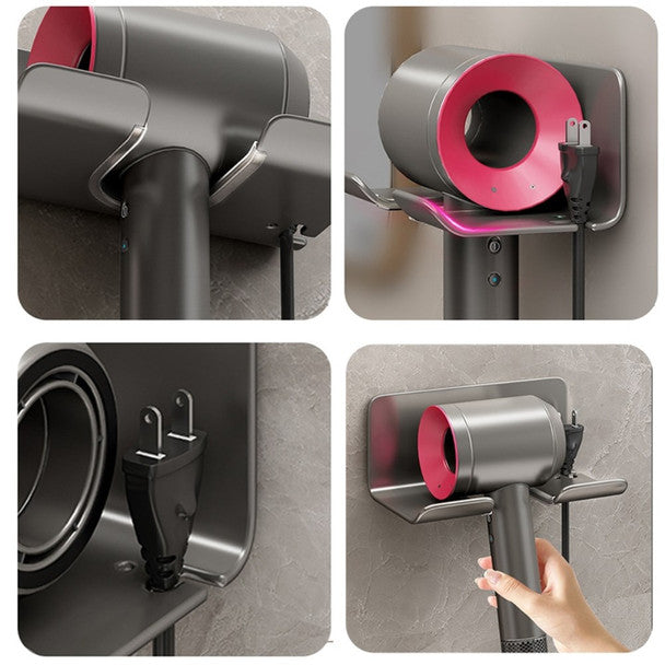 Home: Universal Adhesive Hair Dryer Toothbrush Rack 2Pcs Combo (Screwless Wall-Mounted)