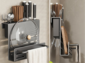 Home: Kitchen Storage Utensils Tool Rack (Screwless Wall-Mounted)