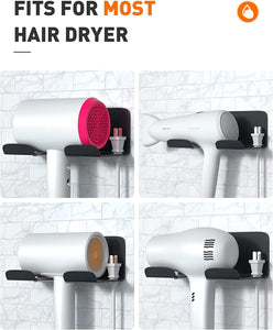 Home: Universal Adhesive Hair Dryer Toothbrush Rack 2Pcs Combo (Screwless Wall-Mounted)