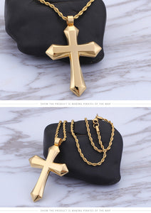 Jewelry: Large Solid Smooth Cross Pendant Necklace