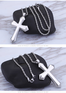 Jewelry: Large Solid Smooth Cross Pendant Necklace