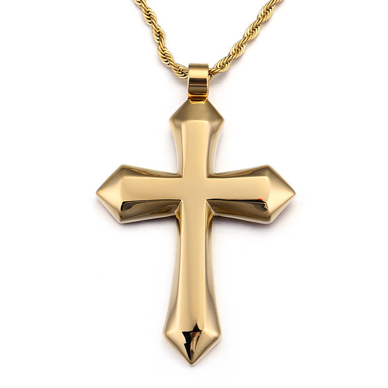 Jewelry: Large Solid Smooth Cross Pendant Necklace