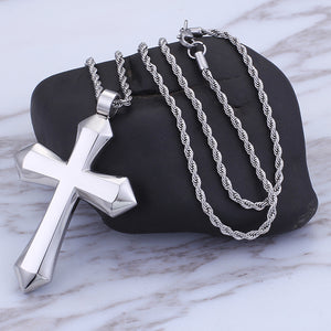 Jewelry: Large Solid Smooth Cross Pendant Necklace