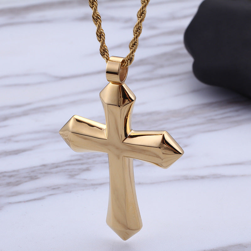 Jewelry: Large Solid Smooth Cross Pendant Necklace