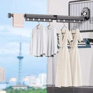 Home: Suction Wall Mount Folds Retractable Aluminum Clothes Rack