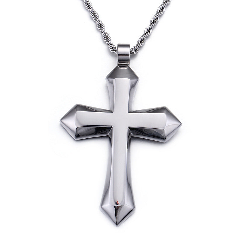 Jewelry: Large Solid Smooth Cross Pendant Necklace