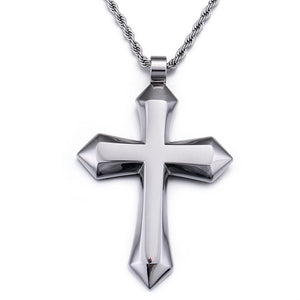 Jewelry: Large Solid Smooth Cross Pendant Necklace