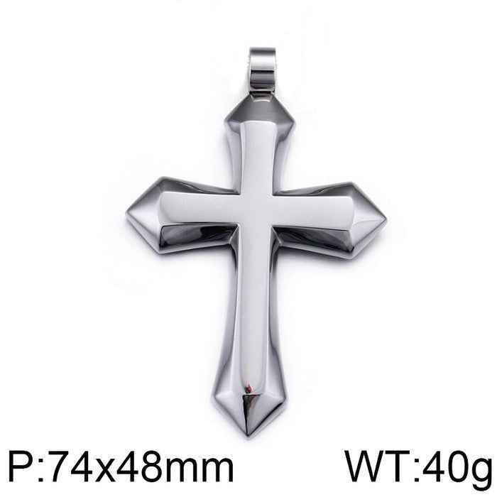 Jewelry: Large Solid Smooth Cross Pendant Necklace
