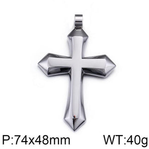 Jewelry: Large Solid Smooth Cross Pendant Necklace