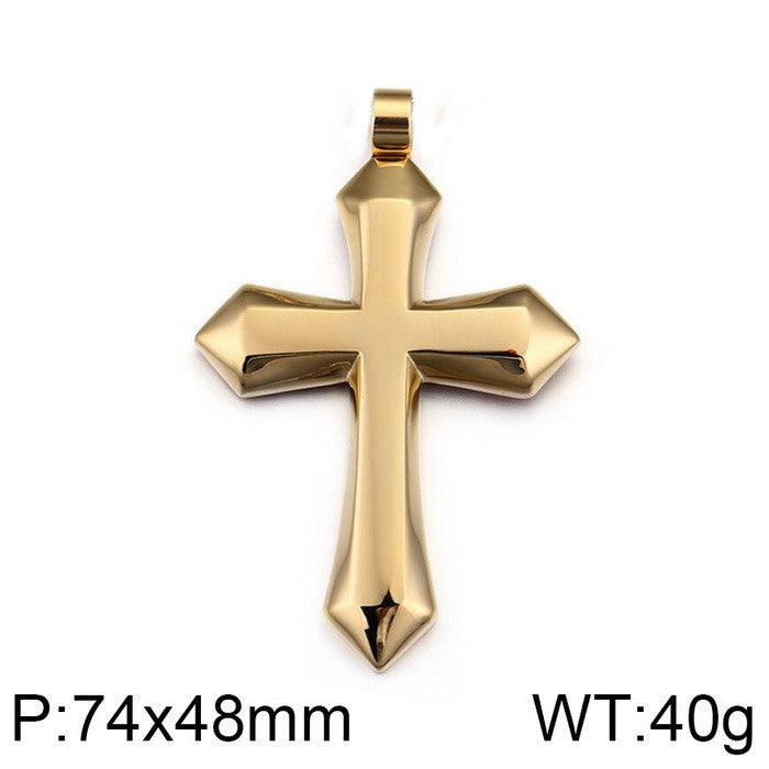 Jewelry: Large Solid Smooth Cross Pendant Necklace