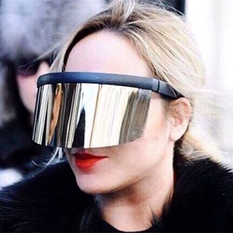 Sunglasses: Oversize Novelty Lens Shield Visor