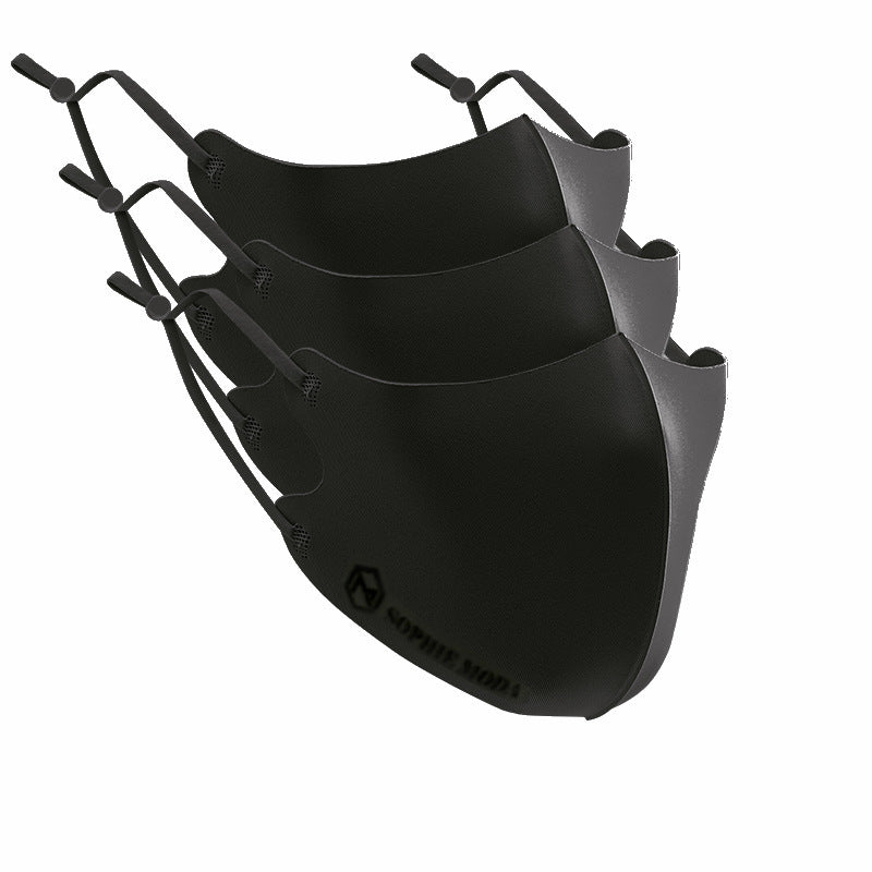 Masks: Ice Cooling Microfibre Washable Adjustable 3D Face Mask (3pcs) Black