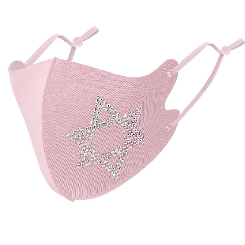 Masks: Ice Cooling Microfibre Sparkling Rhinestone 3D Face Mask (2pcs) - Star V2