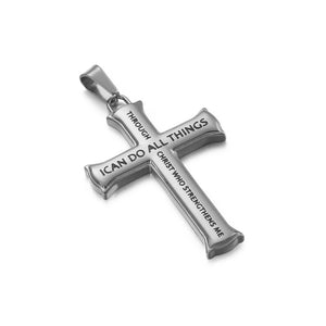 Jewellery: Christian Collection Engraved Stainless Steel Unique Cross Necklace