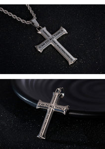 Jewellery: Christian Collection Engraved Stainless Steel Unique Cross Necklace