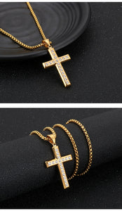 Jewellery: Faith Zirconia Cross Necklace - Pendant With Chain