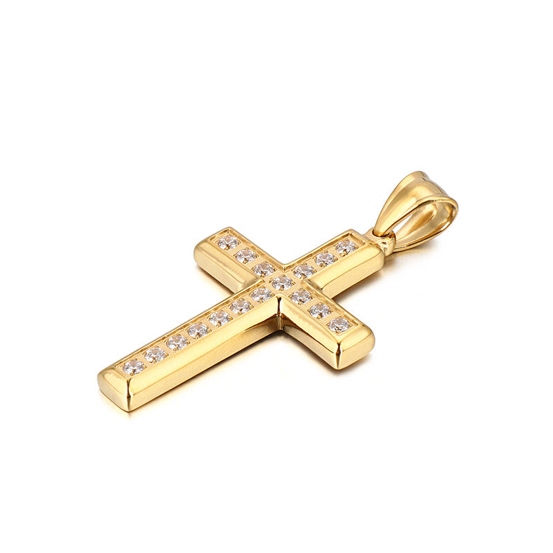 Jewellery: Faith Zirconia Cross Necklace - Pendant With Chain