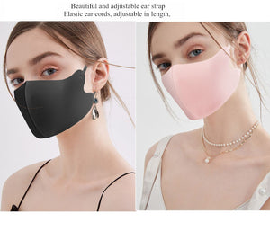 Masks: Nano Silver Cooling Fibre Face Mask & Face Shield Glasses Combo - White