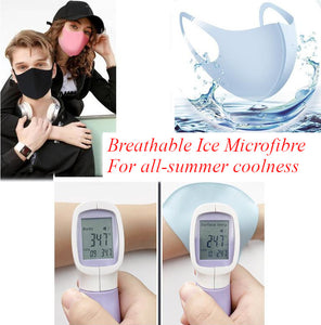 Masks: Ice Cooling Microfibre Washable Adjustable 3D Face Mask (3pcs) Black