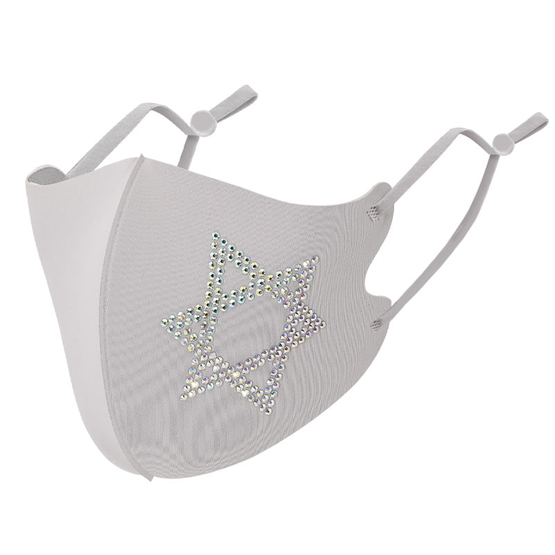 Masks: Ice Cooling Microfibre Sparkling Rhinestone 3D Face Mask (2pcs) - Star V3
