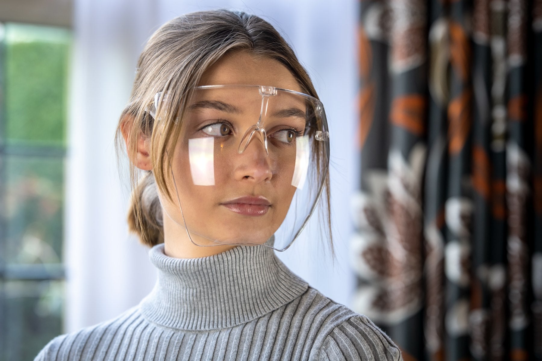 Masks: Nano Silver Cooling Fibre Face Mask & Face Shield Glasses Combo - Grey